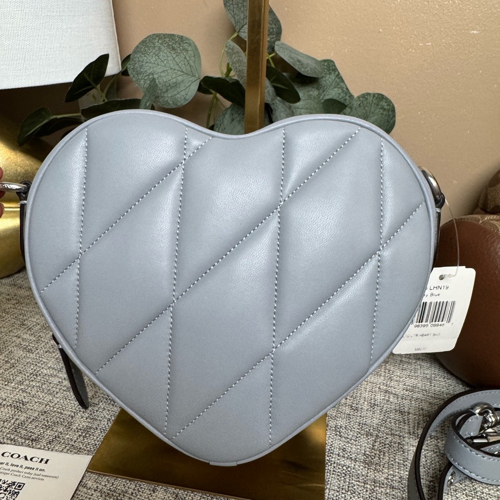 Coach Heart Leather Crossbody Bag ,Grey Blue Women's Bag - Picture 5 of 5